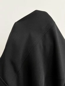 SHEIN PETITE Women's Solid Color Casual Versatile Daily Long Sleeve Jacket - Black - View 9