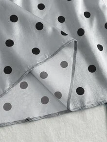 Franclia Women's Polka Dot Print Bow Tie Halter Neck Top, Girly Style - Light Grey - View 4