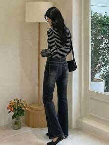 DAZY Fashion Slim Fit Flare Jeans Y2k - Grey - View 3