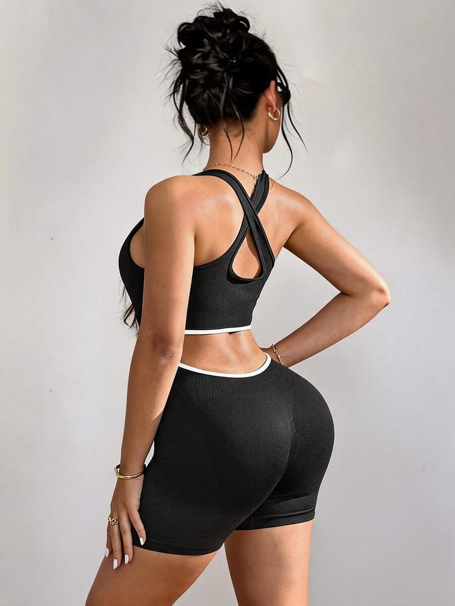 Slayform Seamless High Elastic Women's Sports Jumpsuit - Black - View 1