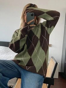 DAZY Women's Loose Lazy Vintage Casual Everyday Sweater, Round Neck ...