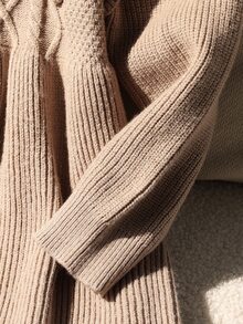 Girls' Autumn/Winter New Sweet Princess Baby Doll Style Sweater Dress, Ruffle Trim + Cable Knit Diamond Pattern Design, Cute Exquisite Nursery Brown - Khaki - View 4