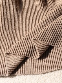 Girls' Autumn/Winter New Sweet Princess Baby Doll Style Sweater Dress, Ruffle Trim + Cable Knit Diamond Pattern Design, Cute Exquisite Nursery Brown - Khaki - View 6