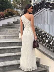 Firerie 女款優雅浪漫正式晚餐新娘母親辦公通勤休閒婚禮派對收腰A字無袖長洋裝 米白色夏季 - 杏色 - 查看 7