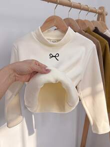 SHEIN Baby Girl Cute Versatile Knitted Thermal Lined Top, Autumn/Winter - White - View 8