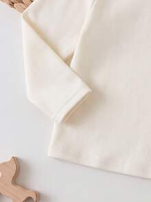 SHEIN Baby Girl Cute Versatile Knitted Thermal Lined Top, Autumn/Winter - White - View 6