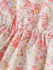 SHEIN 2pcs Baby Girls' Casual All-Match Cute Ditsy Floral Camisole Dress, Versatile For Spring/Summer, Suitable For Valentine's Day - Pink - View 4