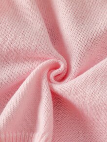 Young Girls Pink Strawberry Crew Neck Drop Shoulder Long Sleeve Sweater, Soft And Comfortable Fabric, Suitable For Autumn Wear Alone And Winter Layering With Cotton Coats - Pink - View 8