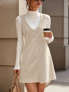 Calvaya Casual Versatile Solid Color Sleeveless Dress - Apricot - View 8