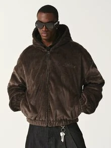 STYNVO Men's Long Sleeve Zip-Up Casual Hooded Jacket - Brown - View 4