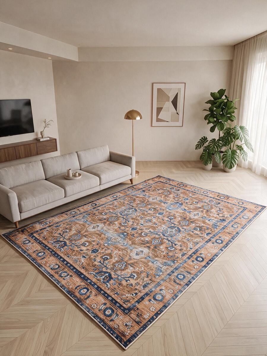 Non-Slip, Washable, Digitally Printed Rug, Runner, Kitchen Rug, Suitable For Living Room ,Bedroom , Outdoor - Royal Blue - View 1