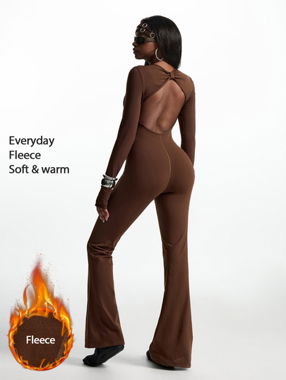 Innovista Innovista Women's Solid Color Open Back Sports Jumpsuit