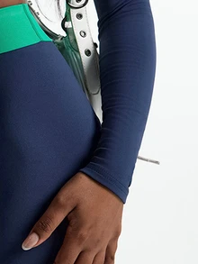 Innovista Innovista Women's Striped Colorblock Long Sleeve Top And Fitted Leggings Sports Set - Blue - View 15