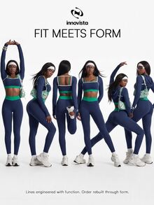 Innovista Innovista Women's Striped Colorblock Long Sleeve Top And Fitted Leggings Sports Set - Blue - View 14