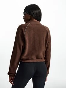 Innovista Innovista Women's Colorblock Zipper Casual Daily Travel Sports Jacket Casual, Fall, Winter, Autumn, Gym, Workout, Moddest Yoga, Fitness, Athletic, Training - Brown - View 8