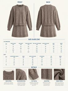 CLARA VERO Taupe Fuzzy Polo Collar Mini Knit Set, Regular Fit, Perfect For Brunch Or Daytime Events Everyday Work Autumn Winter Casual - Brown - View 11