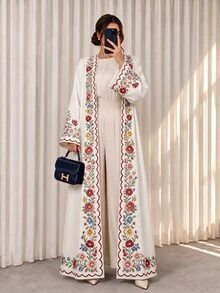SHEIN Najma 女款花卉印花休閒聚會與旅行長袍 - 彩色 - 查看 1