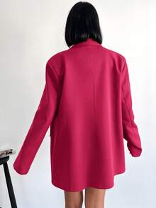 SHEIN Cottnline Lapel Collar Double-Breasted Loose Fit Blazer - Hot Pink - View 2