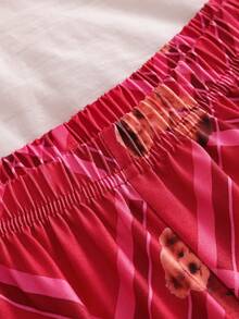 Minimalist Red Digital Print Flame Retardant Women's Long Sleeve Pants Home Set - Red - View 6