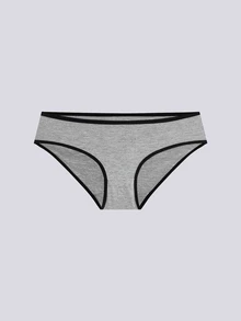 Loungeista 6pcs Women's Colorful Sports Minimalist Style Underwear, Mid Rise Black White Gray Triangle Panties - Black - View 2