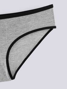 Loungeista 6pcs Women's Colorful Sports Minimalist Style Underwear, Mid Rise Black White Gray Triangle Panties - Black - View 4