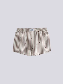 Loungeista Women's Woven Bubble Crinkle Striped Heart Bow Print Tricolor Combination Bottoms - Multicolor - View 6