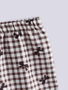 Loungeista Women's Woven Bubble Crinkle Striped Heart Bow Print Tricolor Combination Bottoms - Multicolor - View 4