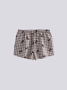 Loungeista Women's Woven Bubble Crinkle Striped Heart Bow Print Tricolor Combination Bottoms - Multicolor - View 2