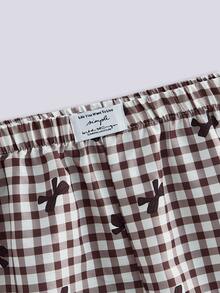 Loungeista Women's Woven Bubble Crinkle Striped Heart Bow Print Tricolor Combination Bottoms - Multicolor - View 3