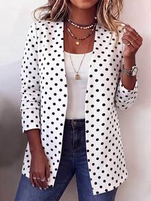 EMERY ROSE Plus Size Women's Casual Versatile Lightweight Jacket - Black and White - View 1