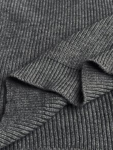 Maweii Plus Size Women's Knit 2 Pieces Set, Lapel Off-Shoulder Elegant Pleated Skirt Fashion Outfit - Grey - View 7
