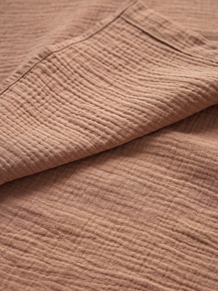 SHEIN Maternity Solid Color Pleated Casual Daily Summer Dress - Apricot - View 9