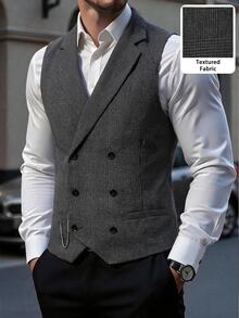 Manfinity Mode Men's Plaid Wool Old Money Style Waistcoat, Mature Versatile Autumn/Winter Layering, Formal - Multicolor - View 1