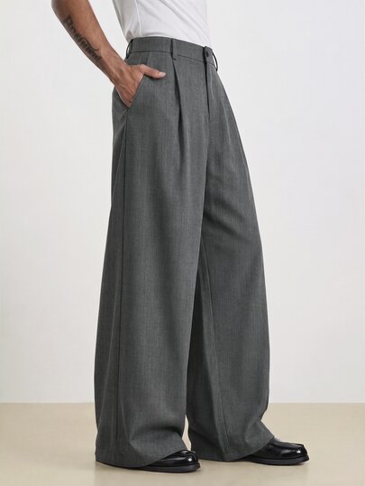 TOKVUE Pantalones de pierna ancha con bolsillos para mujer, unicolor, estilo casual de negocios para ir al trabajo