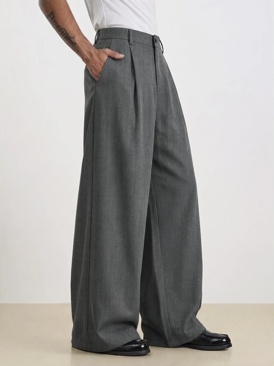 TOKVUE Women's Solid Color Business Casual Commute Pocket Wide Leg Trousers - Black - View 1