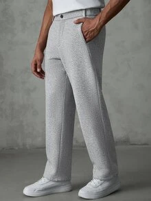 SLATEMANN Men's Casual Button Pocket Sport Sweatpants For Daily Wear - Grey - View 3
