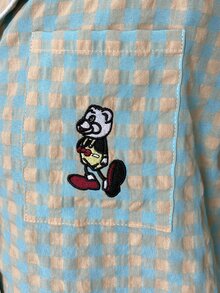DAZY 格子印花卡通刺繡睡衣套裝 - 藍色 - 查看 8