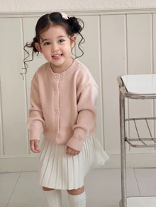 DAZY Infant/Toddler (Girl) Casual Long Sleeve Cardigan, Autumn/Winter - Baby Pink - View 4