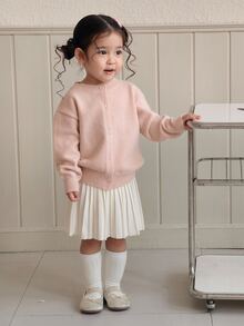 DAZY Infant/Toddler (Girl) Casual Long Sleeve Cardigan, Autumn/Winter - Baby Pink - View 3