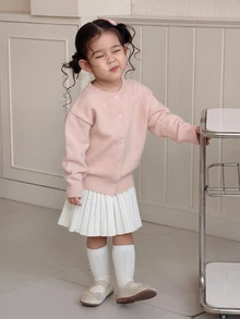 DAZY Infant/Toddler (Girl) Casual Long Sleeve Cardigan, Autumn/Winter - Baby Pink - View 2