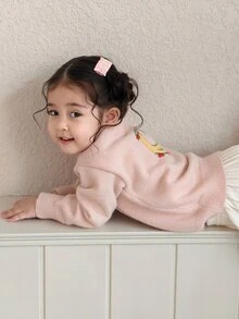 DAZY Infant/Toddler (Girl) Casual Long Sleeve Cardigan, Autumn/Winter - Baby Pink - View 6