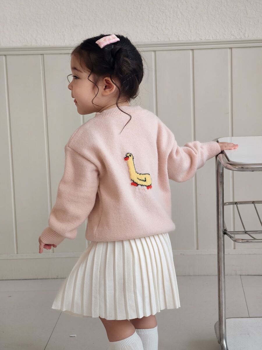 DAZY Infant/Toddler (Girl) Casual Long Sleeve Cardigan, Autumn/Winter - Baby Pink - View 1