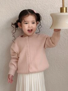 DAZY Infant/Toddler (Girl) Casual Long Sleeve Cardigan, Autumn/Winter - Baby Pink - View 10