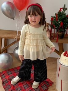 DAZY Baby Girls Autumn/Winter Fashion Daily Polka Dot Straight Leg Pants - Black - View 7