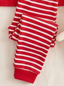 Cozy Pixies Baby Boys Pajamas Christmas Reindeer & Island Pattern Print Fitted Sleepwear 4-Piece Set - Red and White - View 8