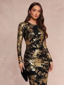 Silquee 女款優雅派對金箔印花洋裝 - 彩色 - 查看 7