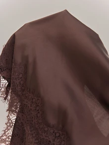 SHEIN Tall Women's Bandeau Backless Lace Trim Top & Wide Leg Pants 2 Pieces Set - Brown - View 9