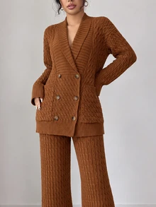 Omancia Women's Solid Color Casual Versatile Daily Outing Cardigan - Brown - View 3