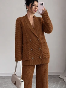 Omancia Women's Solid Color Casual Versatile Daily Outing Cardigan - Brown - View 8