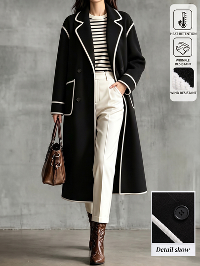 LUMIGAL Casaco Casual Feminino de Outono/Inverno com Gola de Lapela, Manga Longa e Acabamento